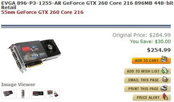 evga GeForce GTX 260 Core 216 on sale 